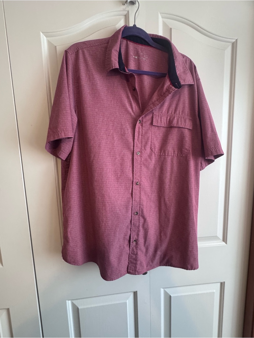 Haggar Short-Sleeve Button-Down Shirt in Mauve Pink